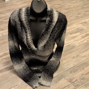 Brittany Black Ombre V-Neck Sweater, Long Sleeve, Size Medium